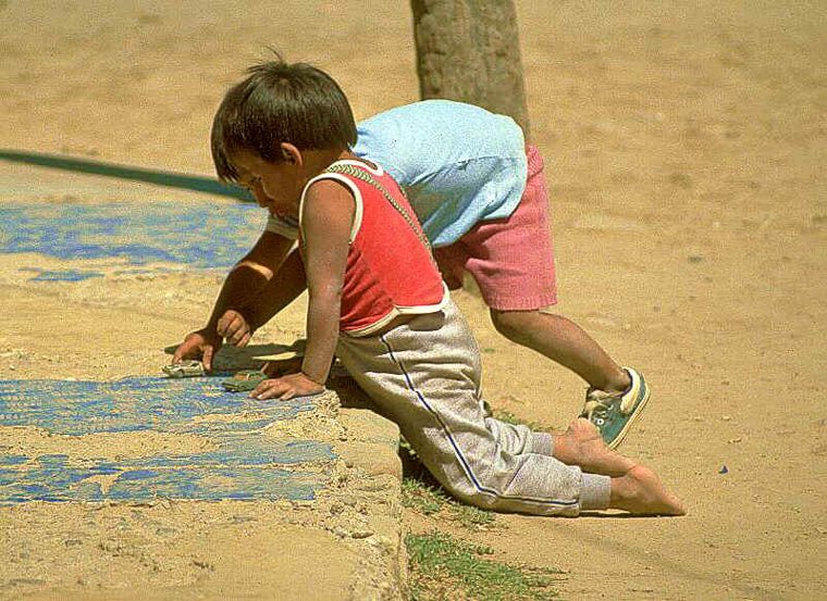 Children playing in arid central Bolivia